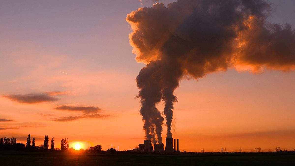 coal power plant during sunset
