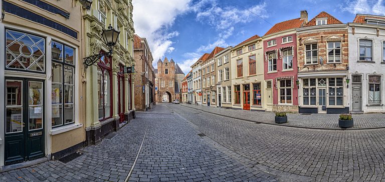 A picturesque street scene in Bergen op Zoom, showcasing the town's rich history and vibrant atmosphere.