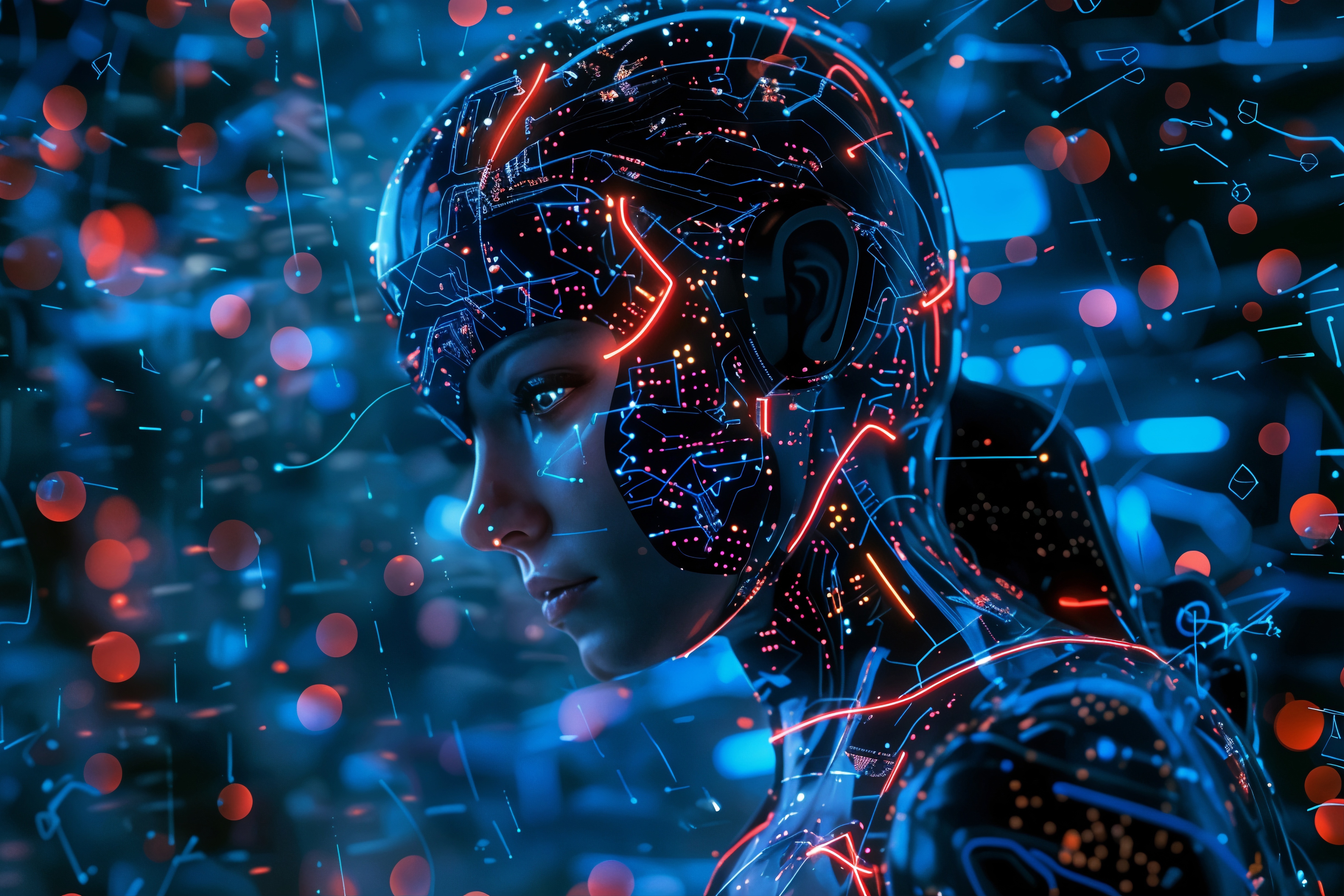 Digital art ai technology background Cropped