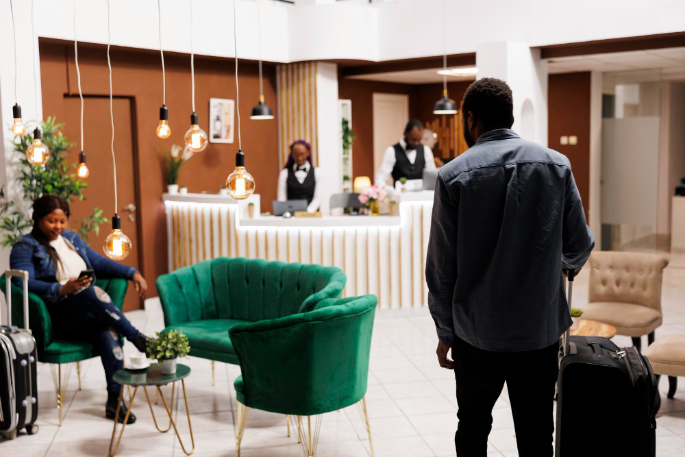 Hotel lobby toeristen