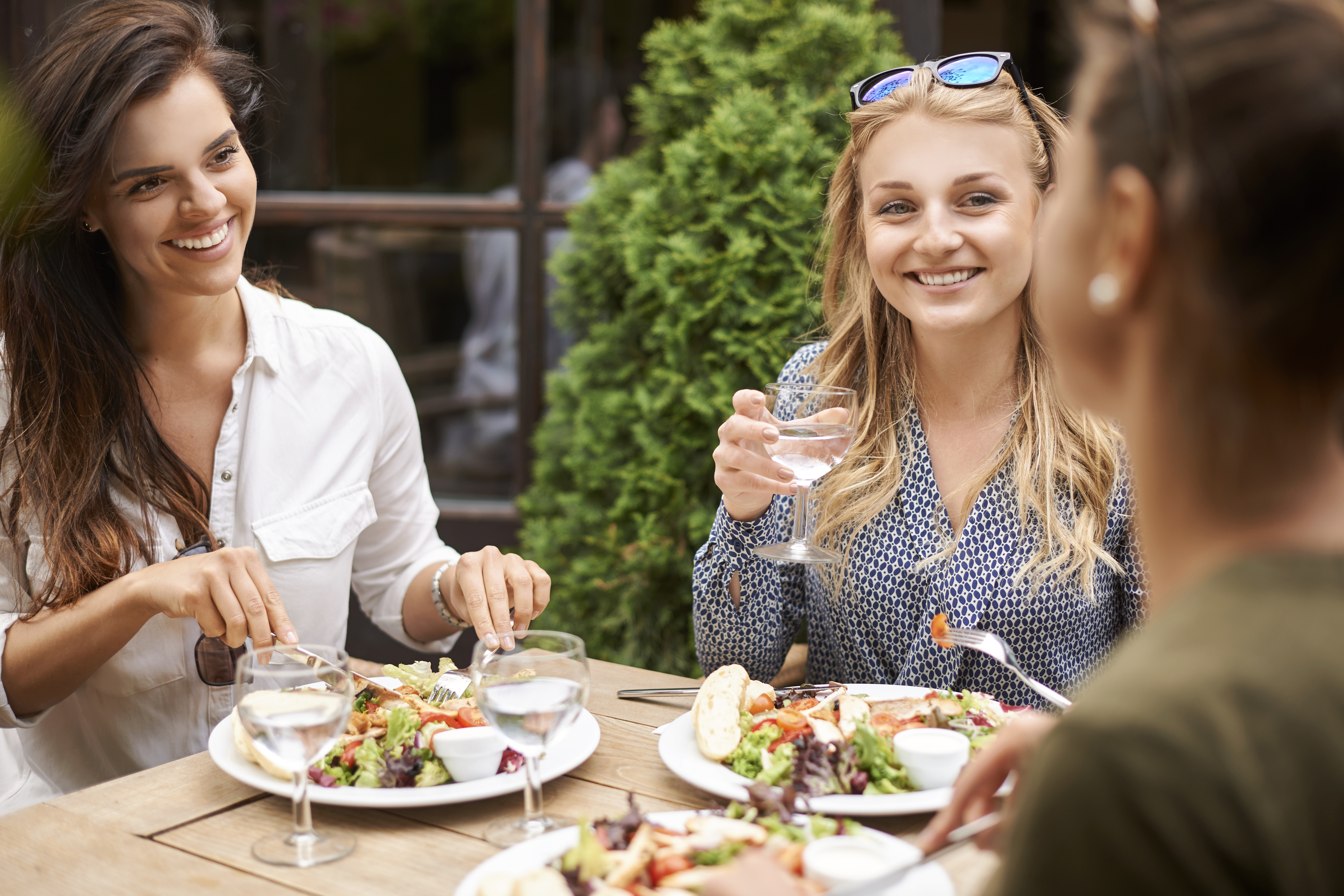 Friends enjoying lunch restaurant
