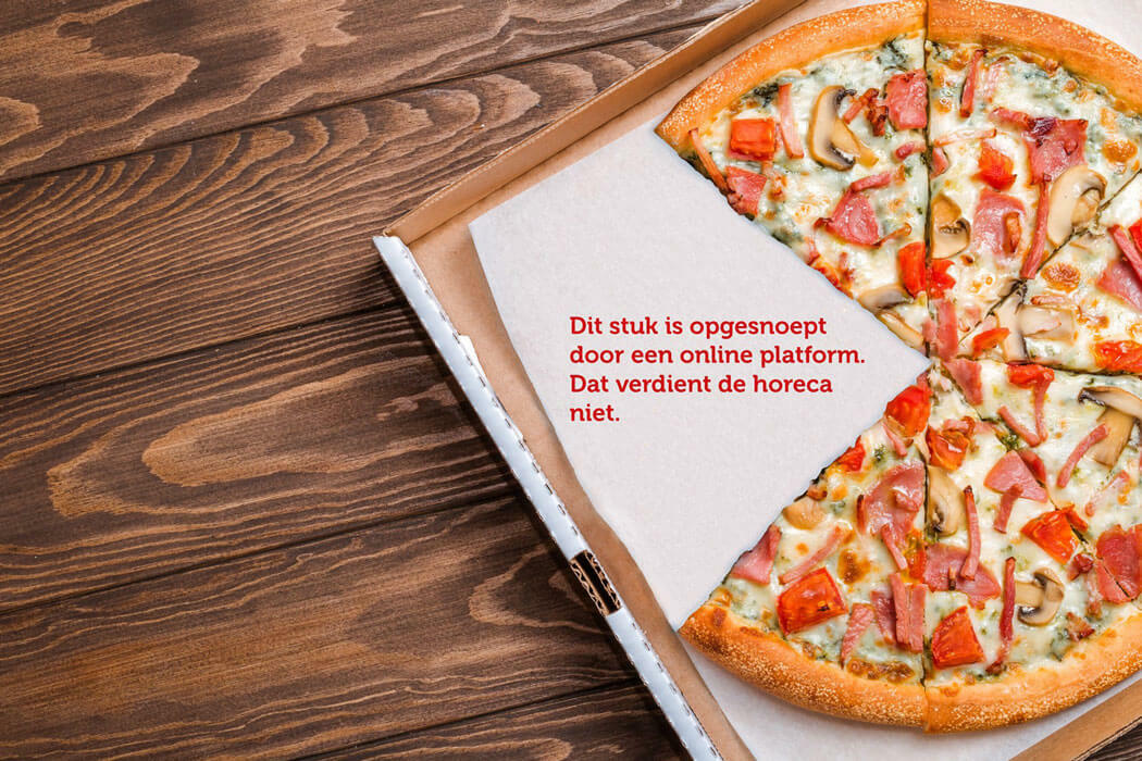 Pizza min twee stukken opgesnoept online platforms