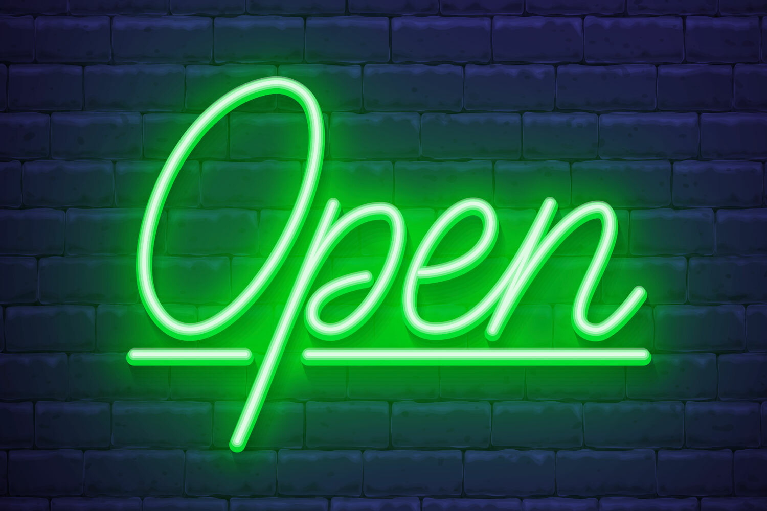 Open neonletters groen op blauwe muur actie petitie 1500x1000