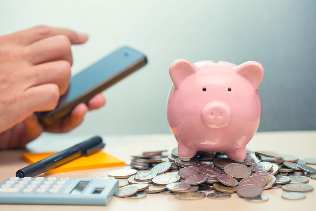 Geld spaarvarken telefoon