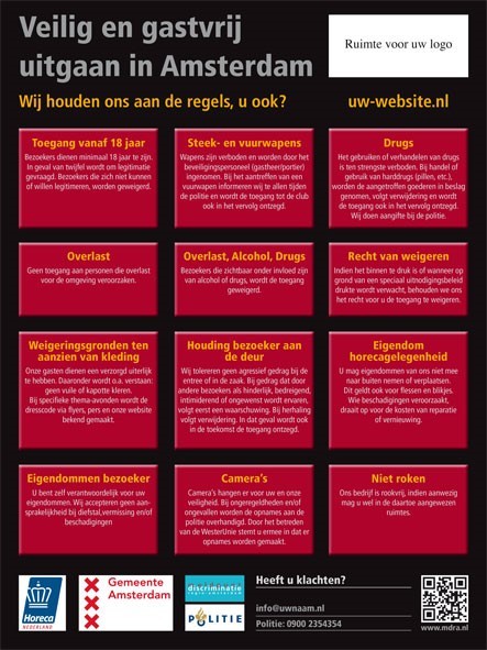 Bordje deurbeleid Amsterdam