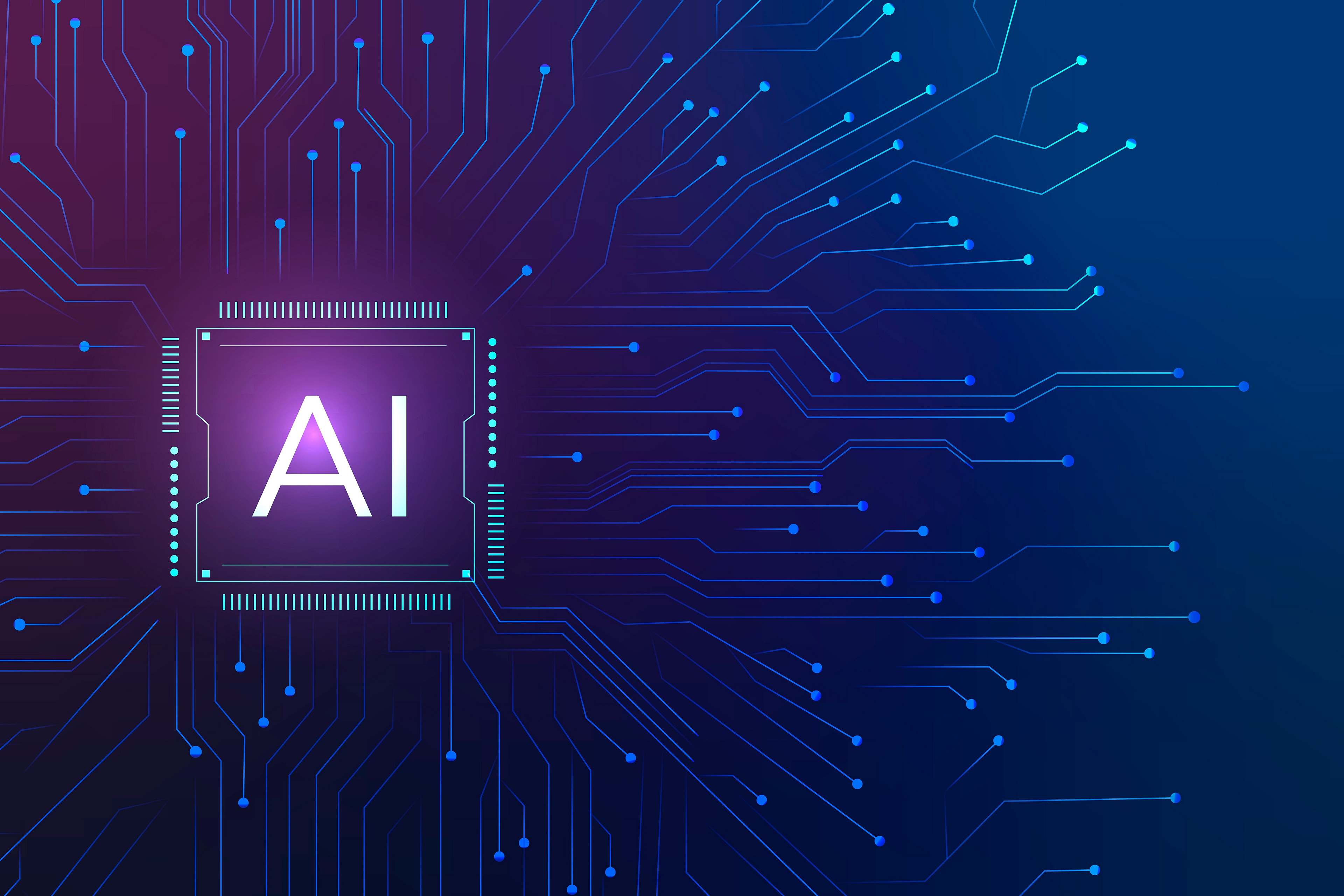 Ai technology microchip background digital transformation concept